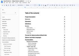 Example of project specifications file.