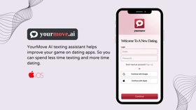 YourMove AI texting assistant helps improve your game on dating apps. So you can spend less time texting and more time dating.

Online Dating