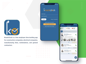 KnackClock is a free employee time-tracking app for construction companies, electrical companies, manufacturing lines, workstations, and general contr