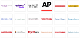 Image showing press release coverage on top tier websites