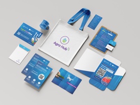 Logo design and a mockup of all its designated locations. We make mockups to see how the logo would fit.