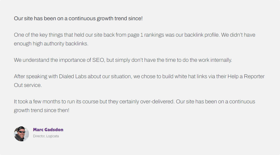 Backlink building service as used by director of cloud services company