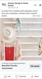 Closet and Garage Social Media Ads for lead generation.
