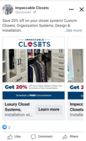 Closet and Garage Social Media Ads for lead generation.
