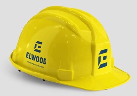 Applied logo design to construction hard hat