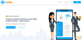 Cvhelpme is an online CV/resume builder that helps you create a unique and modern resume/cover letter in a few minutes.