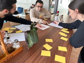 Team members working on an activity