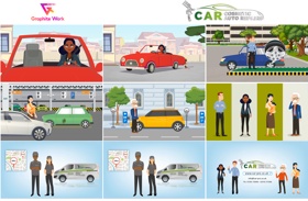This Car Service storyboard is designed for the explainer video animation. We create all background and forground design in Adobe illustrator.