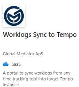 The SaaS app "Worklogs Sync to Tempo" has been published on AppSource