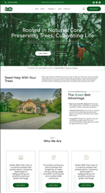 The landing page for a tree care company