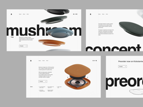 Landing page design for a wireless charger called MUSHROOM.
