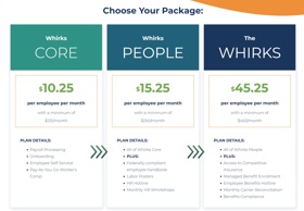 Whirks Service Packages & Cost 