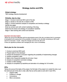 Strategy, tactics, KPI's