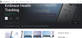 Embrace Health Tracking App published on Google Play Store