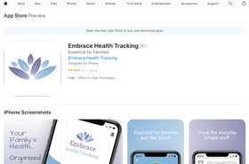 Embrace Health Tracking App published on Apple App Store