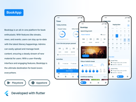 BookApp for a community where they can upload news, events, make streaks and read books. 