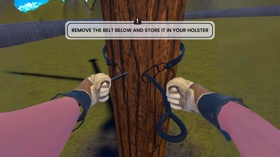 In a VR project for the training of personnel working in a specific industry, you can see the experience of guided pole climbing and the use of tools.