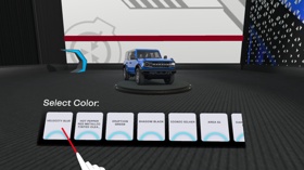 In this VR project, this is a car display room to select a car based on the make, model, variant, trim, and color and see its exterior and interior.