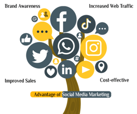 Advantages of Social Media Marketing shown in the image