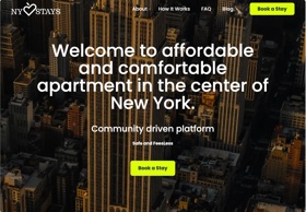 NY Stays – one-time project for a new startup for searching and renting housing in New York.