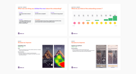 User testing results snippets.