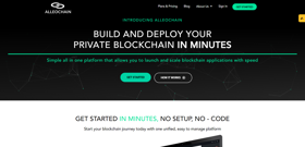 homepage of a blockchain platform called AlleoChain.