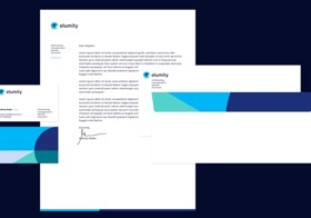"Elumity," by Swiss neurosurgeons, simplifies global data sharing with "cards," promoting shared insights with a logo of unified knowledge.