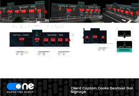 Captain Cooks that requested the service of One Marketing Group for the signage of their business both internally and externally.