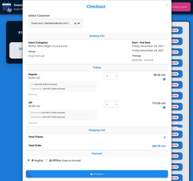 Checkout options for Organizers in Eventmie Pro