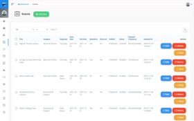 Manage Events options in Admin