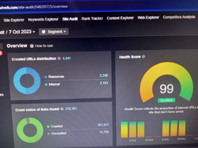 A project with over 310, 000 pages, with a site healt score of 99/100 from Ahref. Shows sample of our large projects