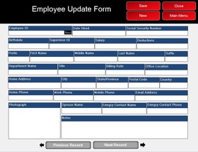 Custom Database developed for a client to help streamline their intake process and clean up their incoming data. Employee Update Screen