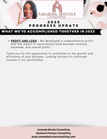 Here is an end-of-year summary of the process work we did for one of our clients. This is after only 4 months of working with us. This is page 3