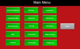 Custom Database developed for a client to help streamline their inventory and order entry process. Main Menu Screen