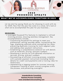 Here is an end-of-year summary of the process work we did for one of our clients. This is after only 4 months of working with us. This is page 1