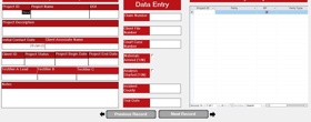 Custom Database developed for a client to help streamline their intake process and clean up their incoming data. Project Entry Screen