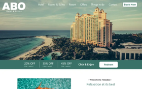 Experience luxury redefined at our new website for ABO Hotel & Resorts. We delivered pixel perfect design and created custom booking form into site