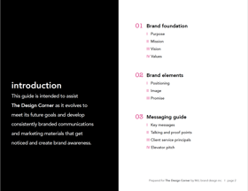 Brand strategy and positioning guidelines.