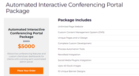 Allows live conferencing features and custom client/user dashboards for clients with a strong semi-automated admin panel.

