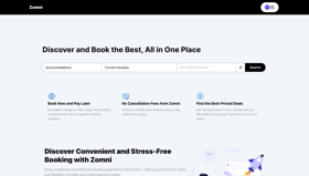 Zomni.com main page, search results page / profile page
