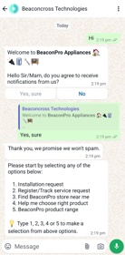 Example of whatsapp integration.
