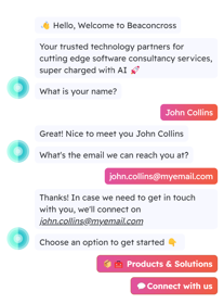 Basic chatbot introduction flow, capturing user details