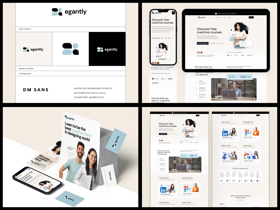 Egantly, a webflow timeless website(Medium Tier Package). An education platform for creatives and learners with custom branding and print design.