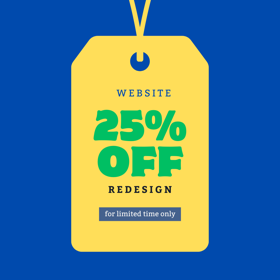 Image of website design 25% discount on first purchase