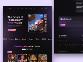 Futuristic website design in Figma showcasing AI-powered photography with vibrant visuals and a modern, user-friendly interface.