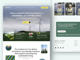 Eco-friendly website design in Figma highlighting sustainability, green solutions, and innovative recycling for a cleaner future.