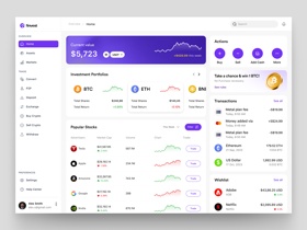 Modern dashboard design in Figma featuring investment portfolios, stock data, and real-time financial insights in an interactive layout.