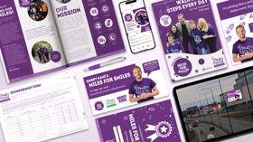 A complete fundraising suite designed to inspire action—featuring brochures, social media graphics, banners, and event materials. 