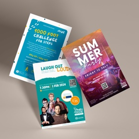 Eye-catching event posters by Design Makers, blending bold visuals with clear, impactful design.