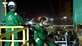 Our team is working on a multicamera livestream for Lamprell during the night in their field at Hamriya Port, Sharjah.